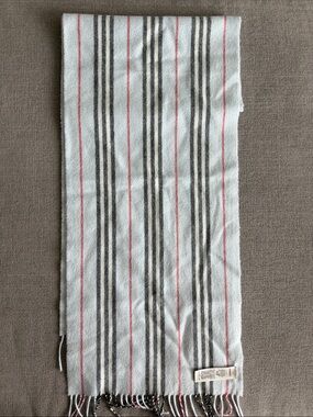 Burberry Striped Lightweight Scarf in Light blue, Black, white and Red